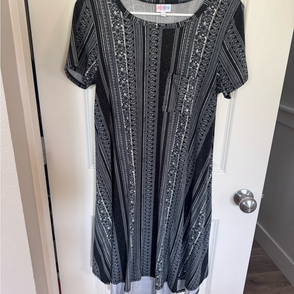 LuLaRoe Gray Tiered A-Line Midi Dress